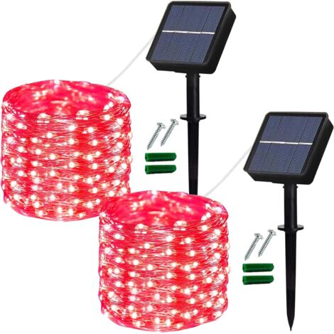 S-giant Lampes solaires d'extérieur, 2 paquets de lampes solaires de jardin 120LED étanches 12m/40ft 8 modes lumières de fées intérieures/extérieures fil de cuivre éclairage décoratif pour patio fête (1/5)
