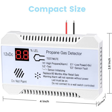 Détecteur de Gaz Propane 12V pour Camping-Car - Alarme 85dB - Affichage Numérique - Compact & Léger (Certifié CE) (1/5)