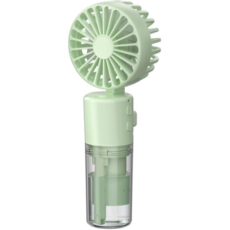 3 en 1 Ventilateur Portable, Ventilateur de Poche Silencieux 4 Vitesses, Ventilateur Brumisateur Rechargeable avec Lanière, Ventilateur de Table Pliable 180° Maison Bureau, Endurance 6-8h (Vert) (1/5)