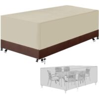 Housse de protection pour mobilier de jardin en tissu Oxford 420D, imperméable, avec cordons de serrage et boucles de verrouillage(Beige et marron,200x200x80CM)
