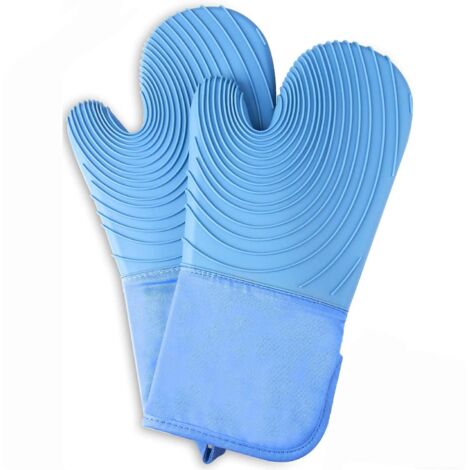 LTS FAFA Sunrain Gants de cuisine professionnels extra longs en silicone, gants de cuisine résistants à la chaleur 500, O(bleu) (1/4)