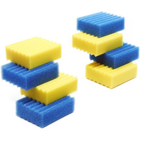 SunSun Lot complet de 8 éponges filtrantes pour Filtre Biologique CBF-350B et CBF-550 - 4 Jaunes, 4 Bleues - Pièce détachée Mousse de filtration - Matériaux filtrants pour bassin piscine eau