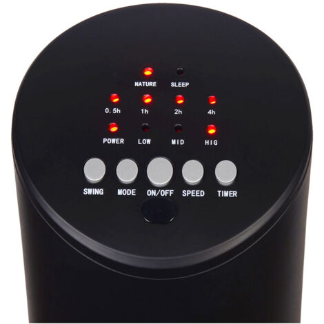 Ventilador de torre. potencia: 60 w, 54,8 db, mando a distancia, negro 28 x 78,3 cm (1/4)