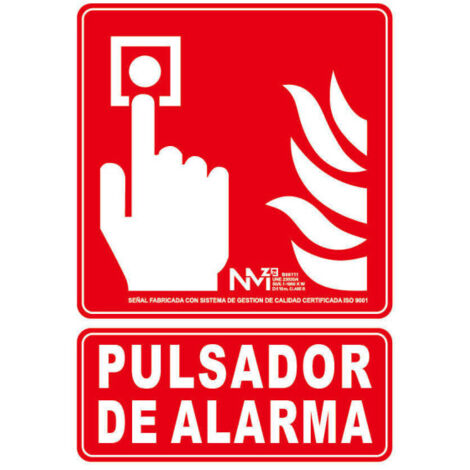 CARTEL DE EXTINCIÓN PULSADOR DE ALARMA CLASE A (PCV 1mm)  21x30cm NORMALUZ