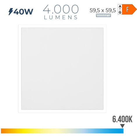 Panel led 40 w 6400 k 4300 lm luz fria 59,5 x 59,5 x 2,9 cm (1/2)