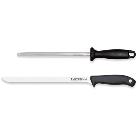 Set chuchillo jamonero evo y chaira b 3 claveles (1/5)