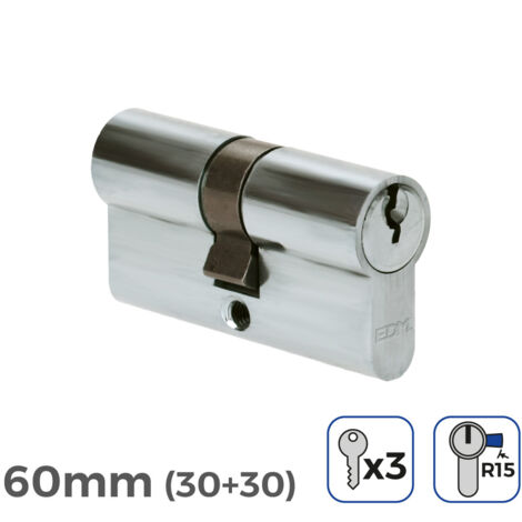 BOMBIN NIQUEL 60mm (30+30mm) LEVA LARGA R15 CON 3 LLAVES DE SERRETA INCLUIDAS EDM (1/3)