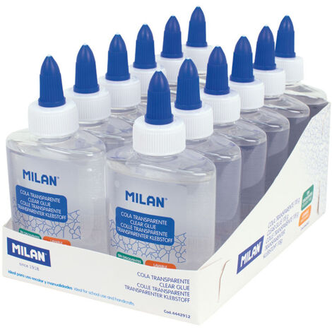 MILAN COLA SIN DISOLVENTES BOTELLA 118GR CAJA EXPOSITORA 12 TRANSPARENTE (1/2)