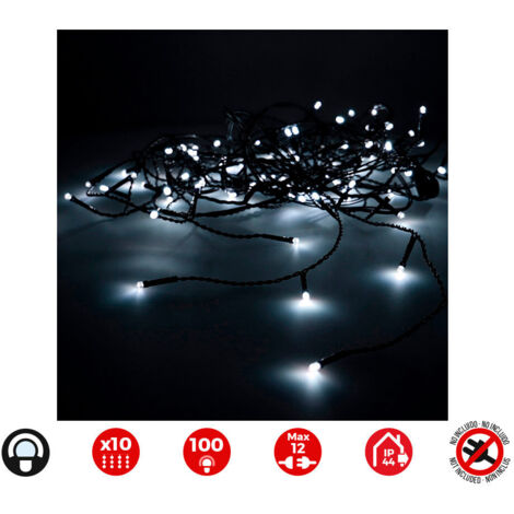 Cortina easy-connect 2x1m 10 tiras 100 leds blanco frio 30v (interior-exterior) total 1,8w (1/2)