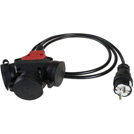 Triple aereo de caucho negro con clavija 4,8mm y 2m de cable t/tl. bipolar 5586cob solera (1/2)