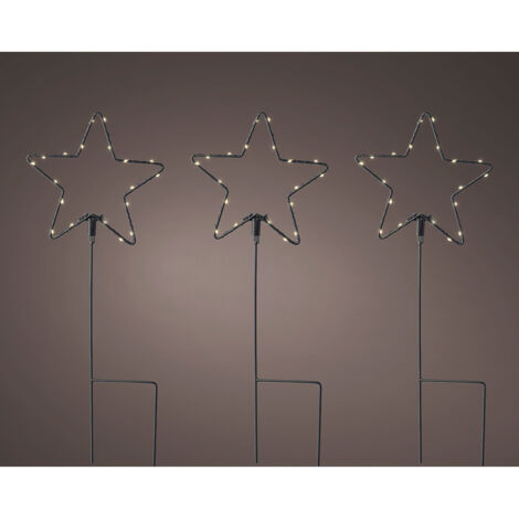 Set de Estacas LED de jardín Lumineo Navidad Estrellas Ø 15 x 42,5 cm MicroLED 3 Piezas (1/2)