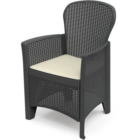 Progarden – Sillón de jardín Folia antracita – Polipropileno resistente – Dimensiones 60 x 58 x 89 cm – Ideal para exteriores (1/8)