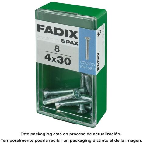 Caja de 8 unidades de tornillo métrico con cabeza plana M 4x30mm Fadix (1/3)