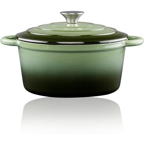 Cacerola de hierro fundido esmaltado color verde 3,8 l, ø24 x 11,8 cm (1/4)