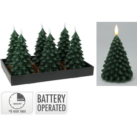 Vela LED Lifetime Verde oscuro Árbol de Navidad 19 cm Efecto llama (1/2)