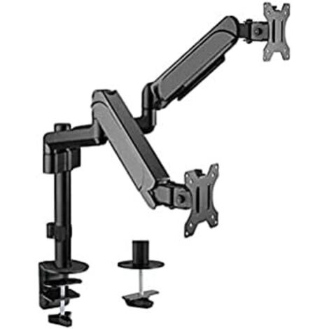 SOPORTE PANTALLA PARA MESA DOS BRAZOS 2 PANTALLAS  17 - 32 ALUMINIO MUELLE DE GAS EQUIP (1/5)