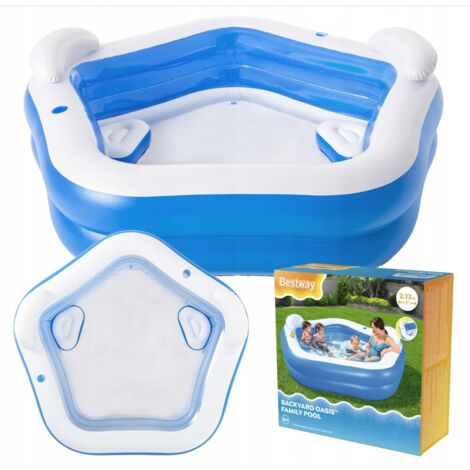 Bestway – Piscina inflable redonda 213 x 206 cm – 2 asientos inflables – 2 reposacabezas – Capacidad 575 litros – Material vinilo duradero (1/5)