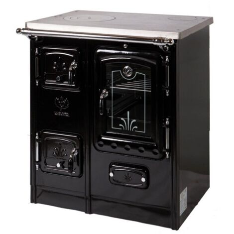 Cocina de leña cerrada Lacunza modelo LIS 8T SV – Potencia 11 kW – Rendimiento 78% – Área calefactable 98 m2 – Horno de acero inoxidable (1/5)