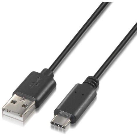 Cable USB 2.0 Tipo-C Aisens A107-0051/ USB Tipo-C Macho - USB Macho/ Hasta 9W/ 625Mbps/ 1m/ Negro (1/2)