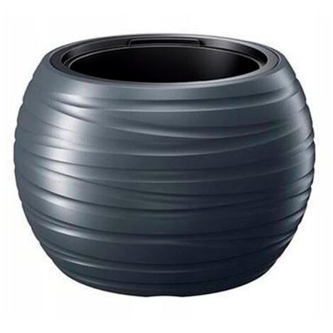 MACETA REDONDA CON DEPOSITO 25L DE PLASTICO EN ANTRACITA 39,6X39,6X26 CM (1/4)