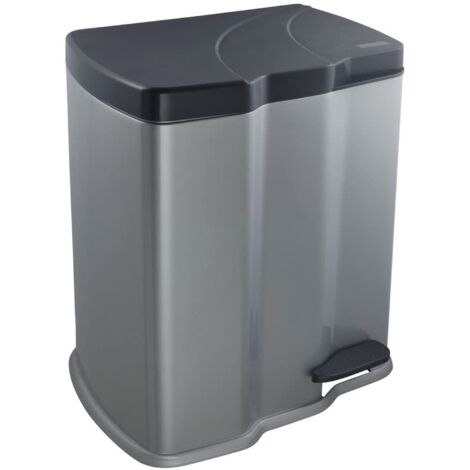 Cubo de Basura con 2 Compartimentos, 7 l + 15 l, Gunnar, Plateado (1/5)