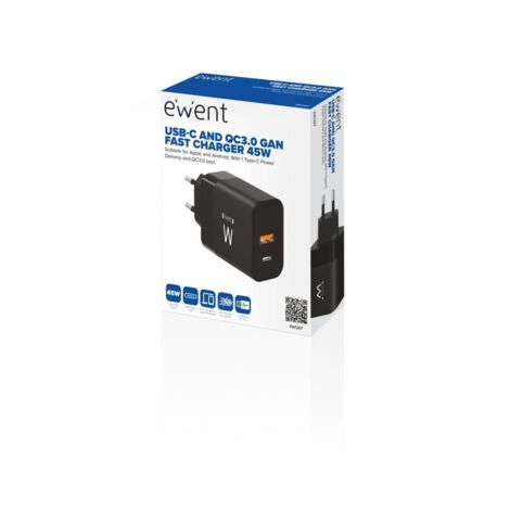 CARGADOR EWENT RAPIDO USB-C/A 45W (1/2)