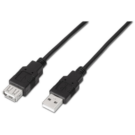 Cable Alargador USB 2.0 Aisens A101-0015/ USB Macho - USB Hembra/ 1m/ Negro (1/2)