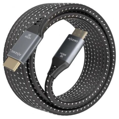 AISENS - CABLE HDMI V2.1 ULTRA ALTA VELOCIDAD / HEC 8K@60HZ 48GBPS, A/M-A/M, GRIS/NEGRO, 5.0M (1/2)