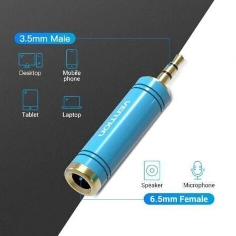Adaptador Jack Vention VAB-S04-L/ Jack 3.5 Macho - Jack 6.5 Hembra/ Azul (1/2)