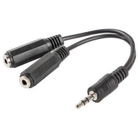 AD-0024-BK cable de audio 0,1 m 3,5mm 2 x 3,5mm Negro (1/2)