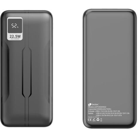 Powerbank 20000mAh Leotec LEPOW20W22K/ 22.5W/ Negra (1/2)