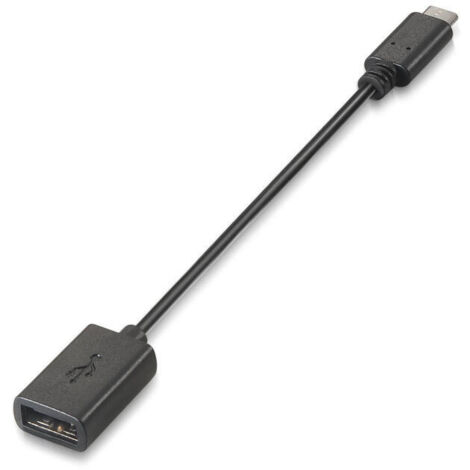 Cable USB 2.0 Aisens A107-0059/ USB Tipo-C Macho - USB Hembra/ 15cm/ Negro (1/2)