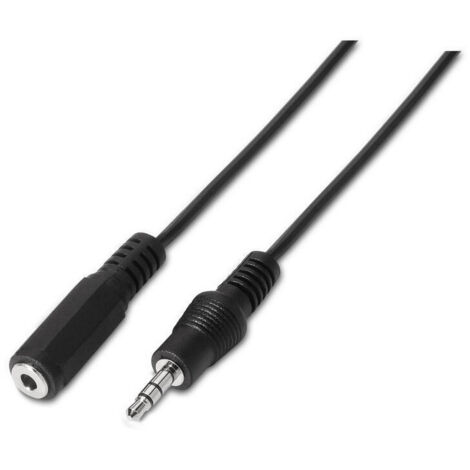 Adaptador Estéreo Aisens A128-0145/ Jack 3.5 Macho - Jack 3.5 Hembra/ 1.5m/ Negro (1/2)