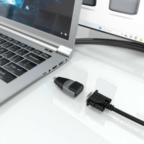 AISENS - ADAPTADOR CONVERSOR ALUMINIO USB-C A VGA, USB-C/M-HDB15/H, GRIS (1/2)