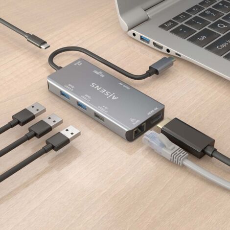 Hub USB Aisens ASUC-9P018-GR Gris (1/2)