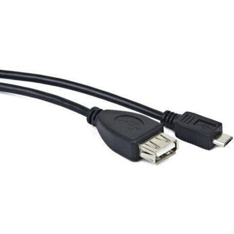 CABLE USB LANBERG MICRO M A USB-A F 2.0 OTG NEGRO 15CM OEM (1/2)