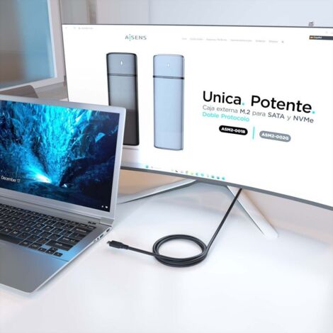 AISENS - CABLE USB 3.2 GEN2x2 20GBPS 8K@30HZ 5A 100W E-MARKER, TIPO USB-C/M-USB-C/M, NEGRO, 3.0M (1/2)