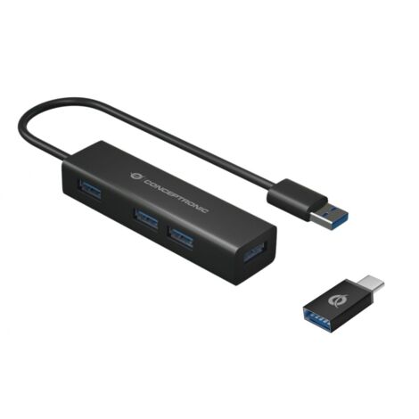 Hub USB Conceptronic HUBBIES06B Negro (1 unidad) (1/2)