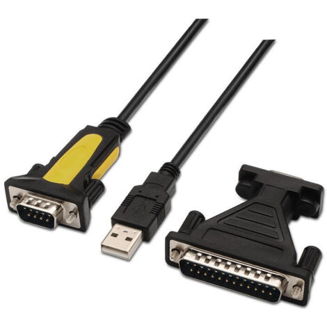 Adaptador conversor Serie Aisens A104-0039/ USB Macho - RS232 Macho/ Negro