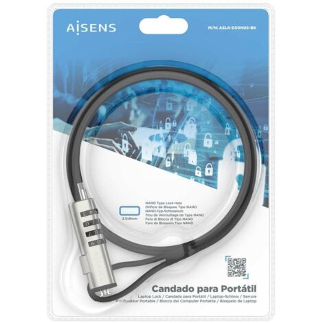 Cable de Seguridad Aisens ASLK-D50N05-BK 1,5 m (1/2)