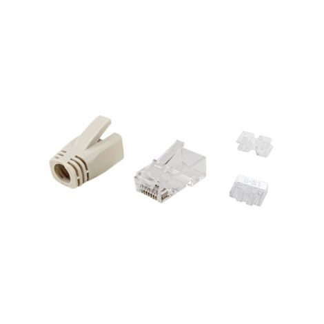 KIT 100 CONECTORES RJ45 EQUIP CATEGORIA 6A  121176 CON CAPUCHON Y GUIA (1/2)