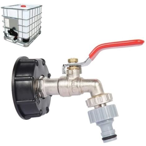 Adaptateur de réservoir d'eau - IBC - Robinet en laiton 1/2" - Résistant aux acides - S60X6 - Facile à changer (1/4)