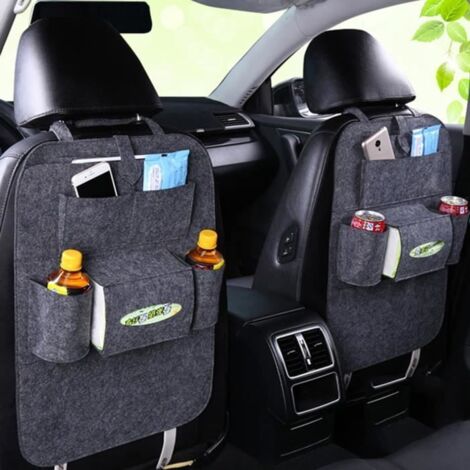 Organiseur siège arrière de voiture pour enfant - Gris - Lot de 2 - Avec support pour tablette et tapis de kick (1/4)
