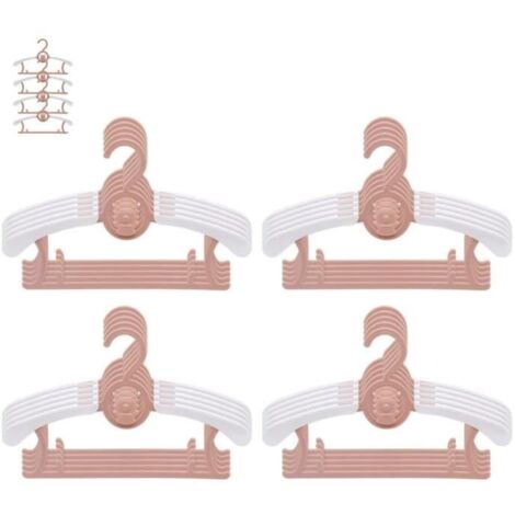 Cintres empilables pour enfants - Lot de 20 - Antidérapants - Écologiques - Peu encombrants - Rose