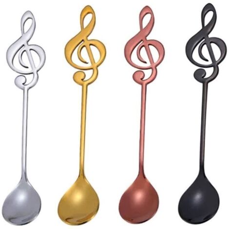 Note de Musique, Cuillère Musique, Cuillère Note Musique, Acier Inoxydable, pour Gâteaux Confiture Crème Glacée (4 Couleurs) (1/4)
