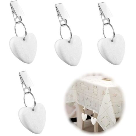 Poids de Nappe - Marque Non Spécifiée - Coeur en Marbre - Clips Métalliques - 4 Pcs - 65g (1/4)