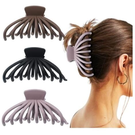 Pince à cheveux - Large - Mat - Antidérapante - Pour cheveux épais (1/4)
