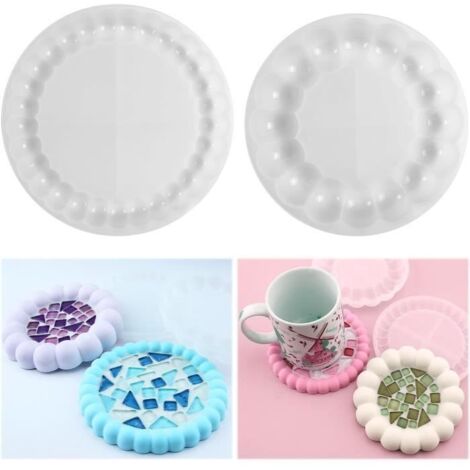 2Pcs Moule à Bulles Dessous, Moules De RéSine Epoxy En Silicone Dessous De Verre De Rond Bulle, Moules Pour Table DéCoration Coaster (1/4)