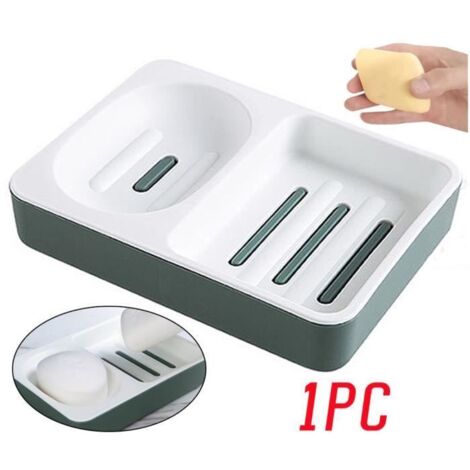 Porte-Savon - Non spécifié - 2 Compartiments - Antidérapant - Drainage Rapide - Plastique PP (1/4)