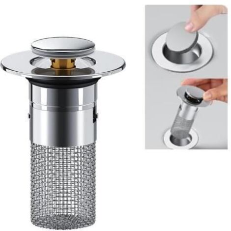 Bouchon De Lavabo INOX Bouchon De Baignoire avec Crépine Anti-Bloqué Bouchon De Vidange pour Lavabo Baignoire Cuisine Bain (1 pièce) (1/4)